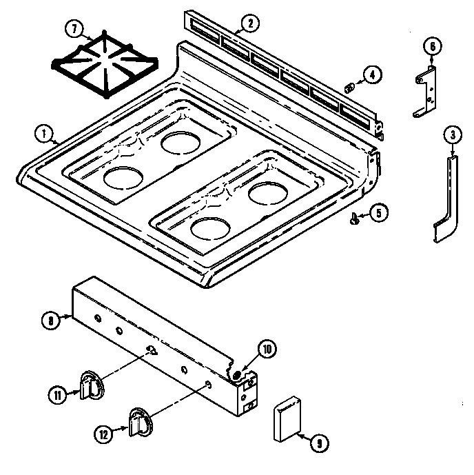 Admiral CRGA350AAL top assembly diagram