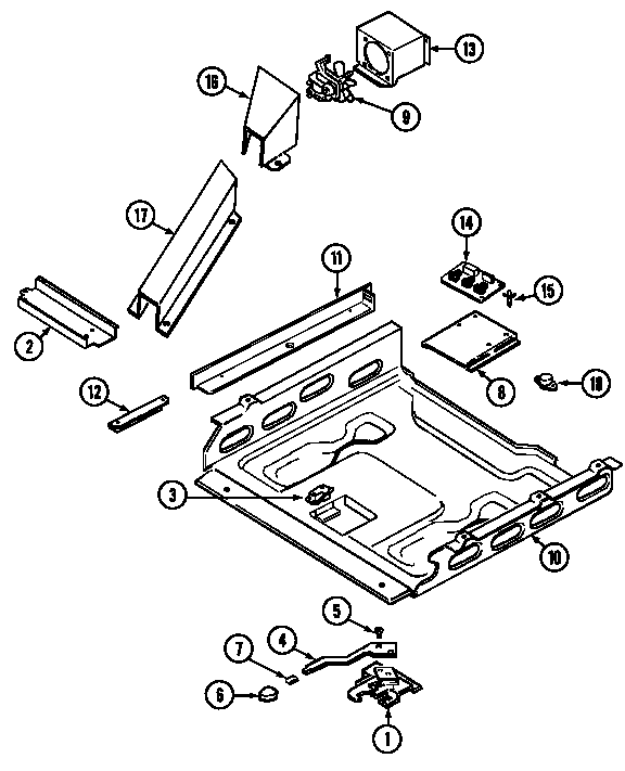 Magic Chef 7858XVW internal controls diagram