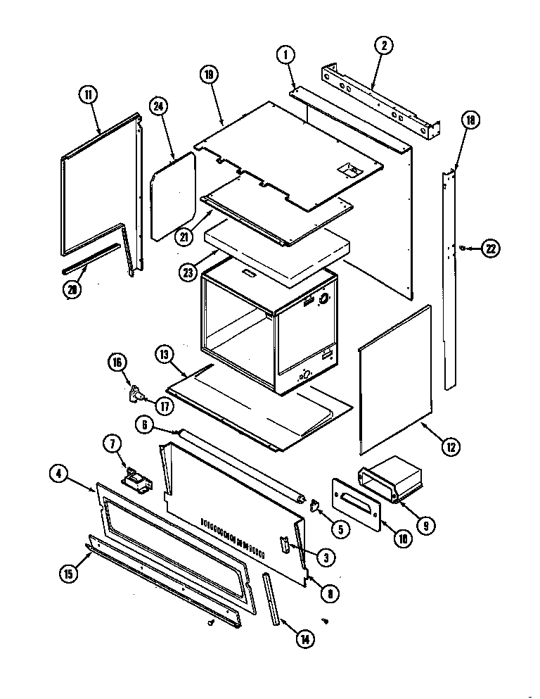 Magic Chef 7858XVW body (upper) diagram