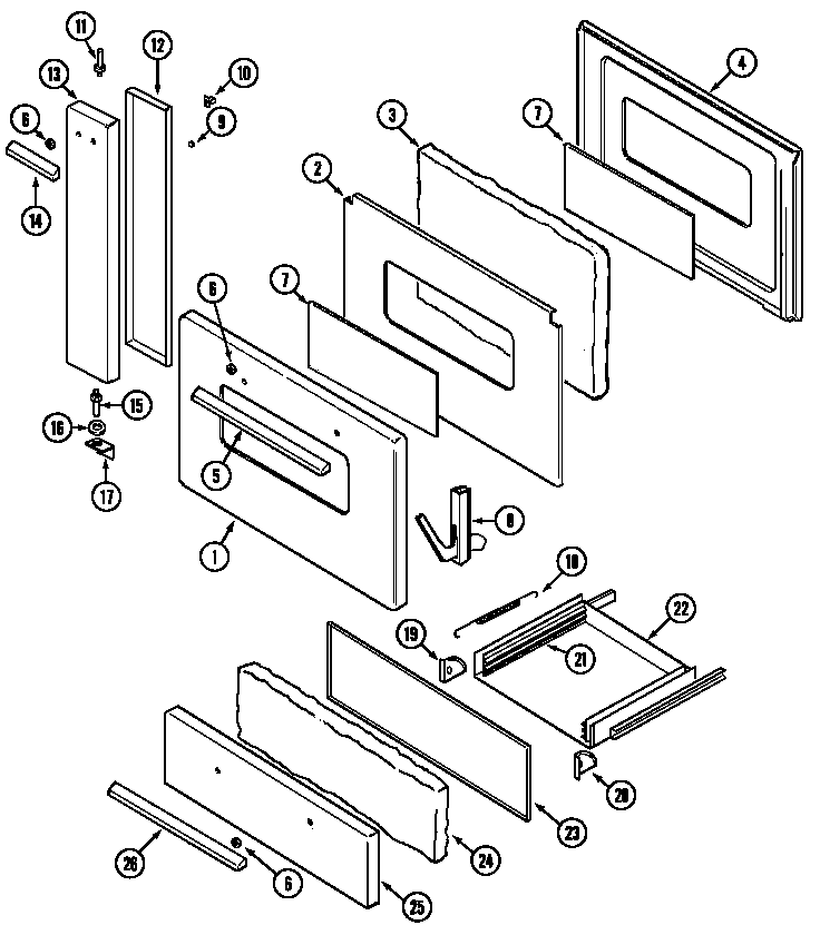 Maytag GM4251WTA door/drawer diagram