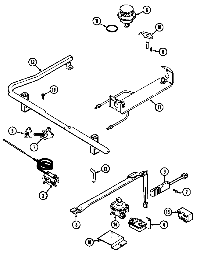 Admiral CRGA500AAW gas controls diagram