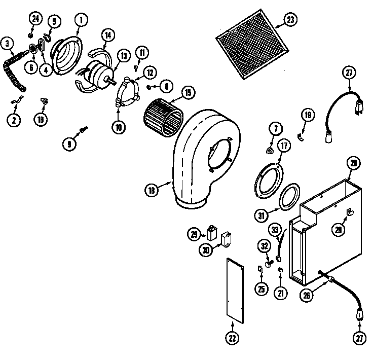 Jenn-Air CVG4380 blower motor/plenum (cvg4380b) (cvg4380w) diagram