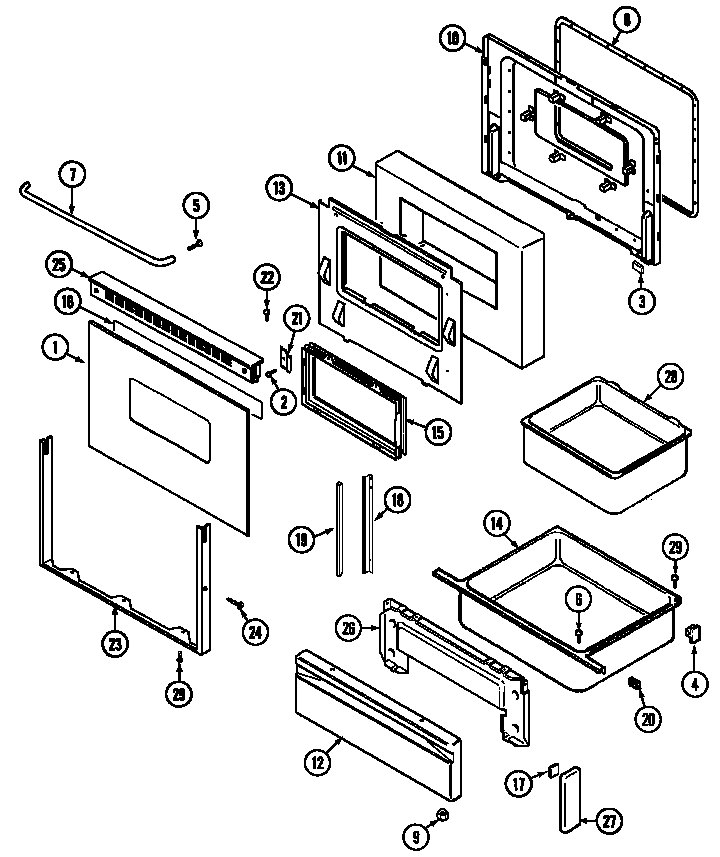 Maytag CHE9000BCE door/drawer (che9000bcb ser. pre. 10-11) (che9000bcb) diagram