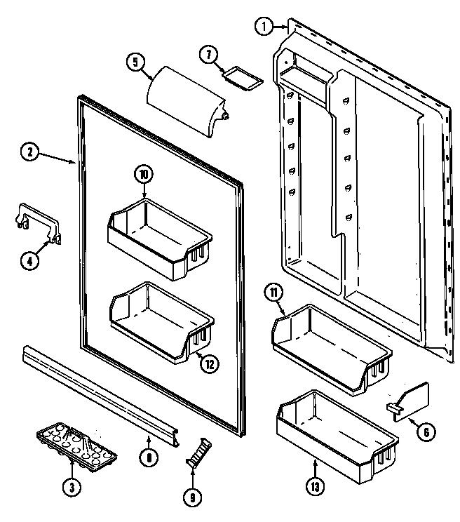 Jenn-Air JRTE199B fresh food inner door diagram