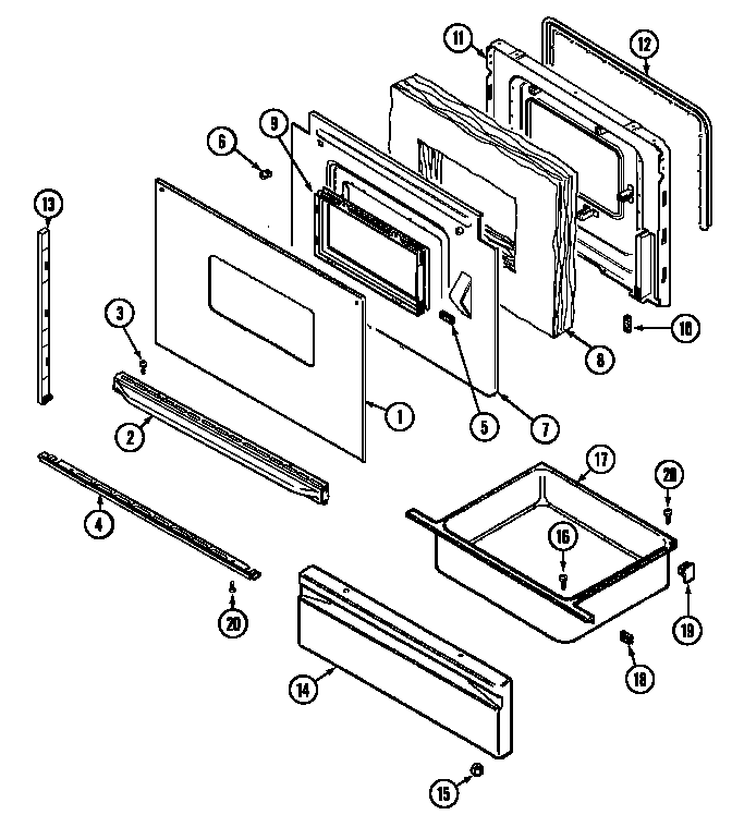 Maytag G3621XRW-4 door/drawer (g3621xr) diagram