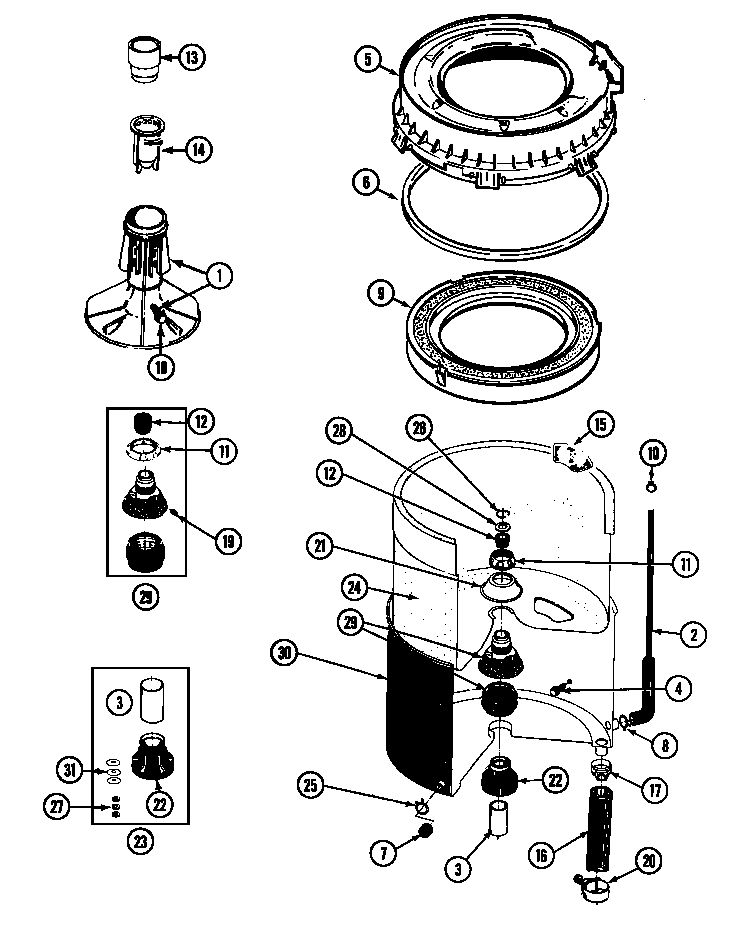 Maytag LAT8005AAM tub diagram