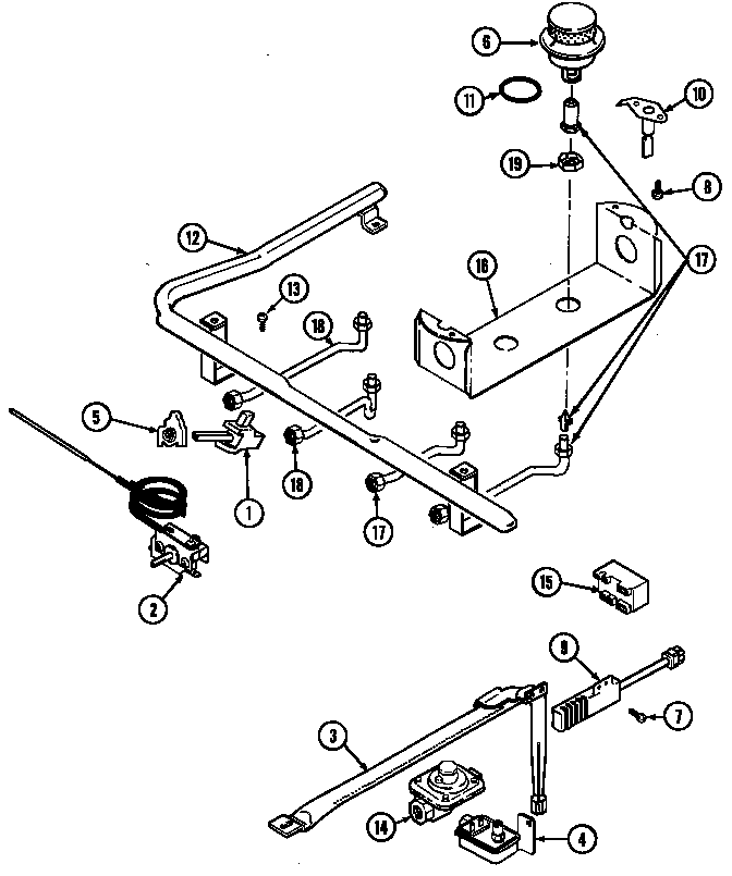 Maytag D3167XUALT gas controls (d3167xu*lt) (d3167xualt) (d3167xuwlt) diagram