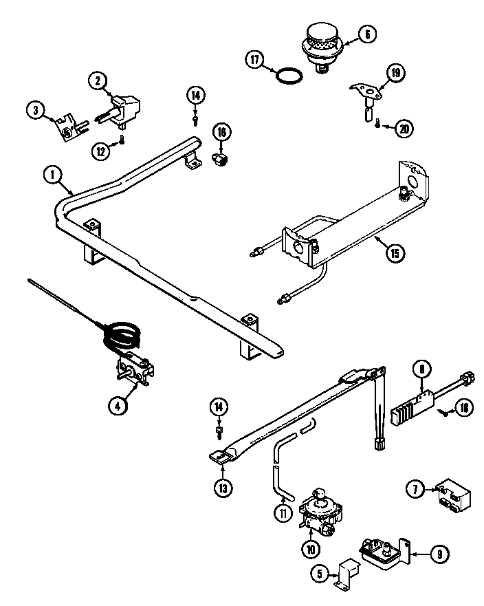 Maytag D3167XUALT gas controls (d3167xu*lt ser. pre. 18) (d3167xualt) (d3167xuwlt) diagram