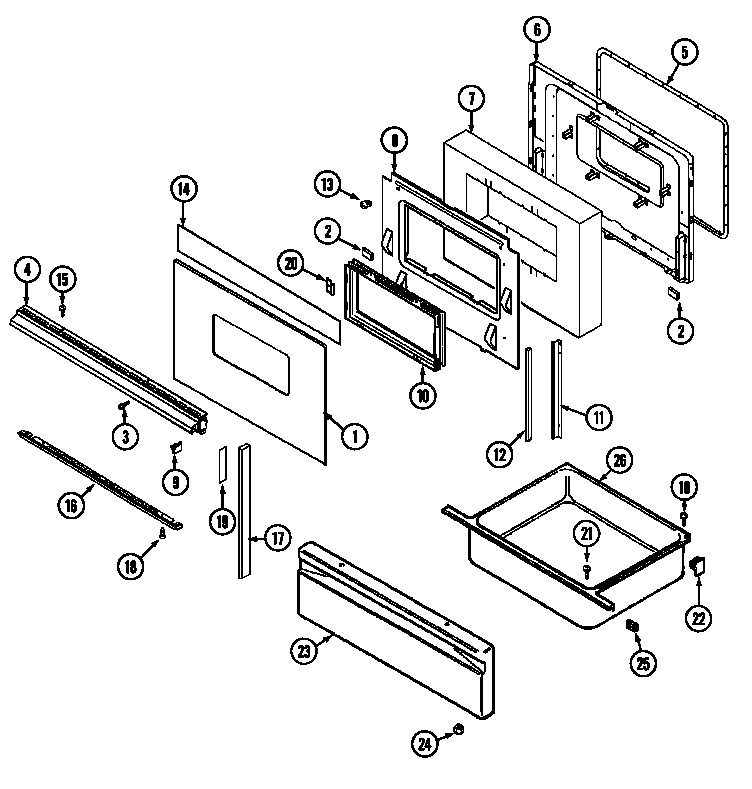 Maytag G3862XRW door/drawer diagram