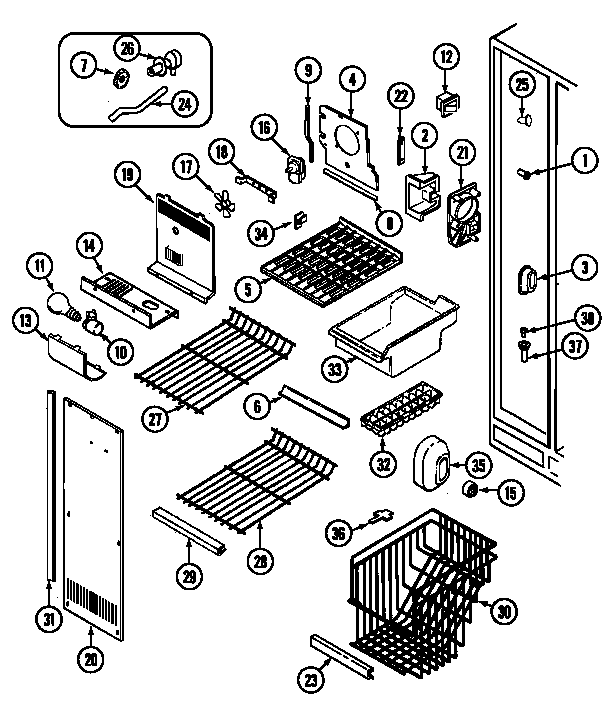 Jenn-Air JRS229A freezer compartment diagram