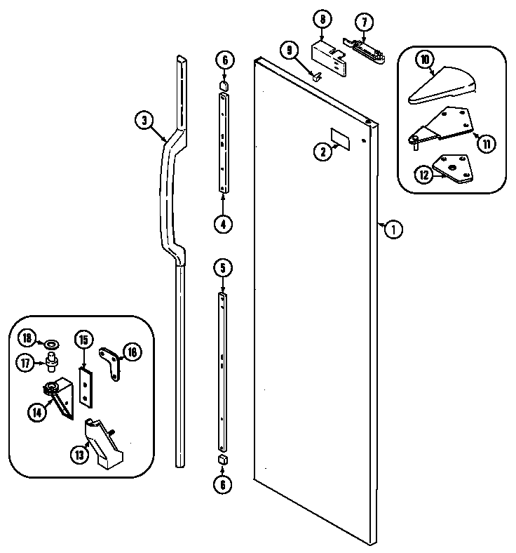 Jenn-Air JRS229A fresh food outer door diagram