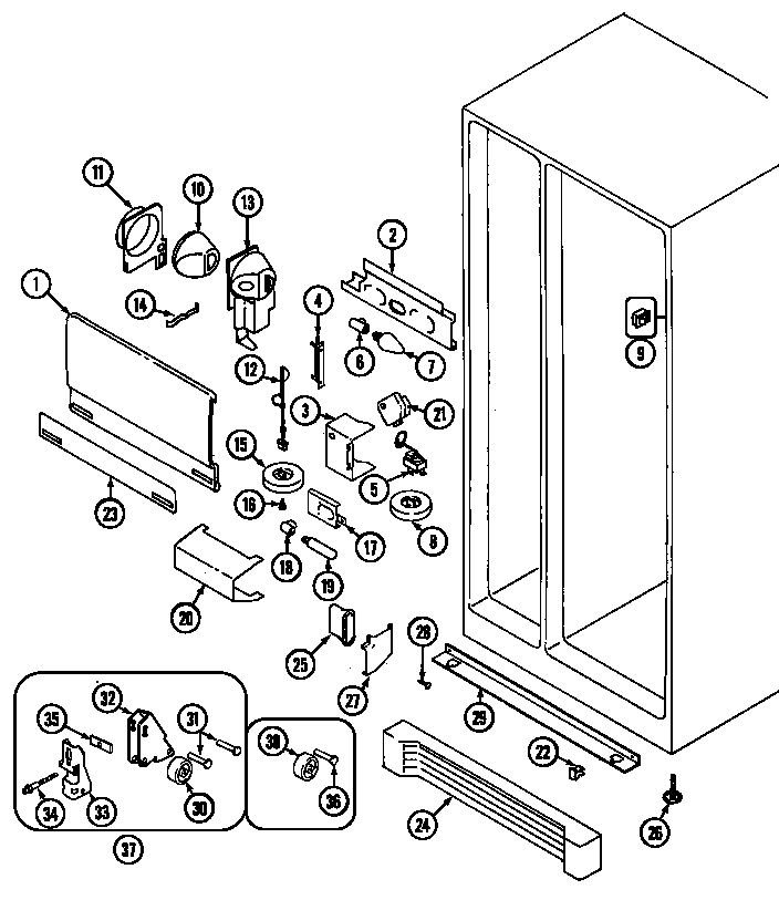 Maytag KGU6651 fresh food compartment diagram