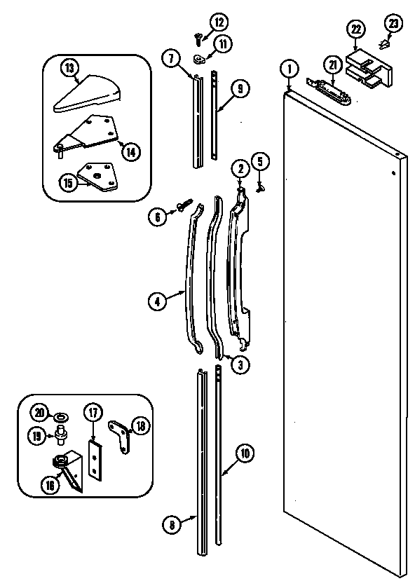 Maytag KGU6651 fresh food outer door diagram