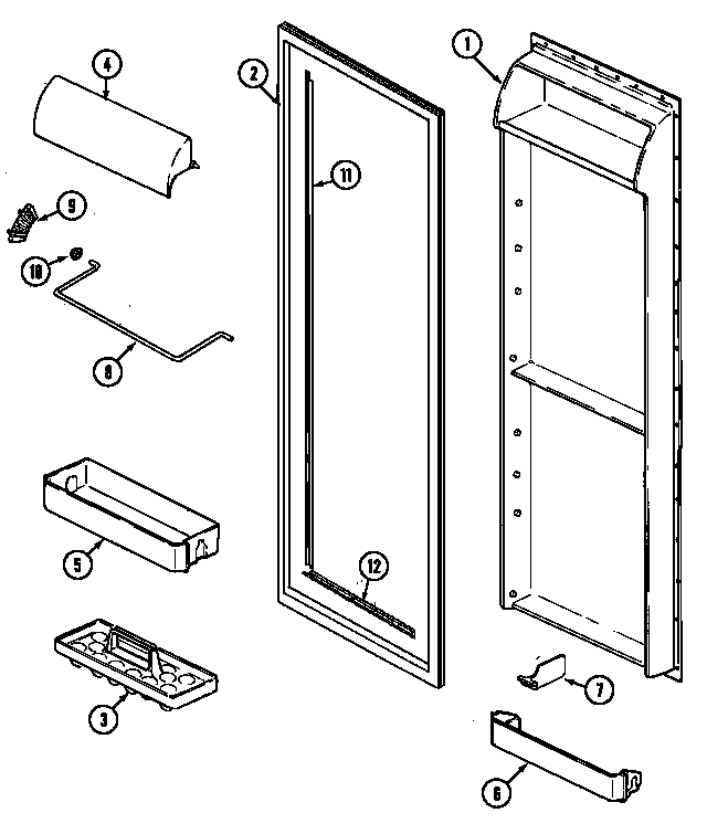 Maytag KGU6651 fresh food inner door diagram
