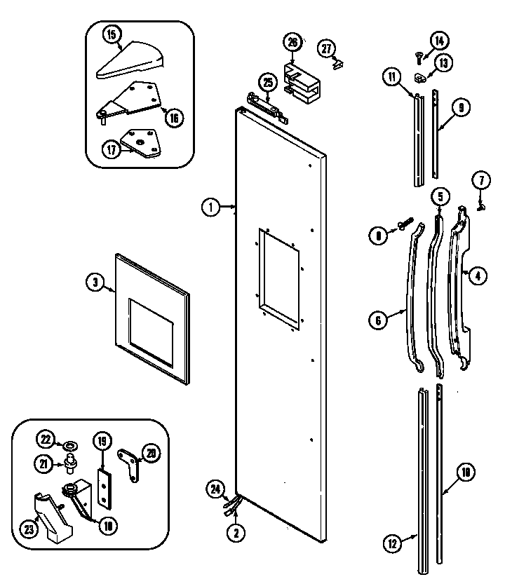 Maytag KGU6651 freezer outer door diagram