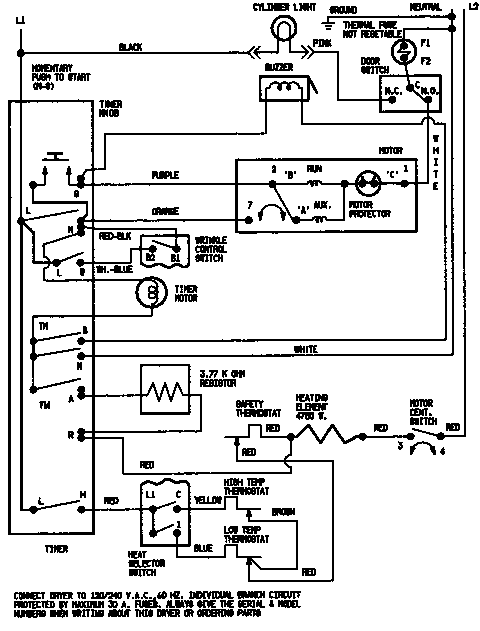 Magic Chef YE228LM wiring information diagram