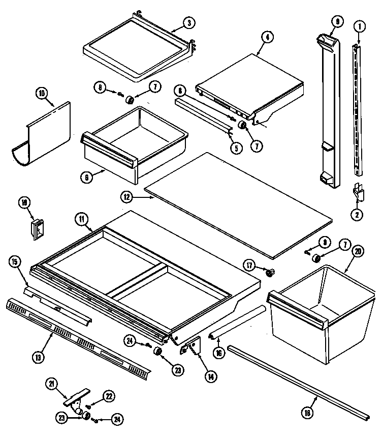 Jenn-Air JRTDE229LW shelves & accessories diagram