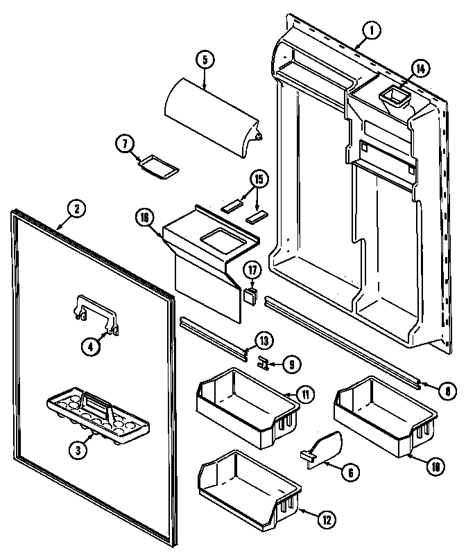 Jenn-Air JRTDE229LW fresh food inner door diagram