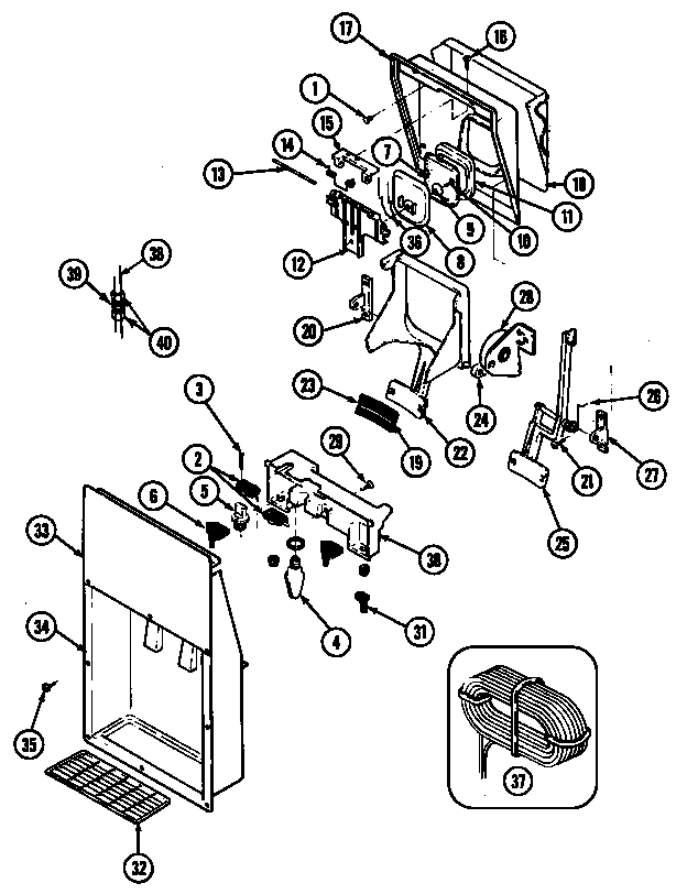 Jenn-Air JRTDE229LW ice & water dispenser diagram