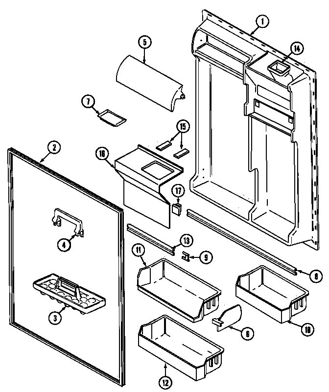 Jenn-Air JRTDE229B fresh food inner door diagram