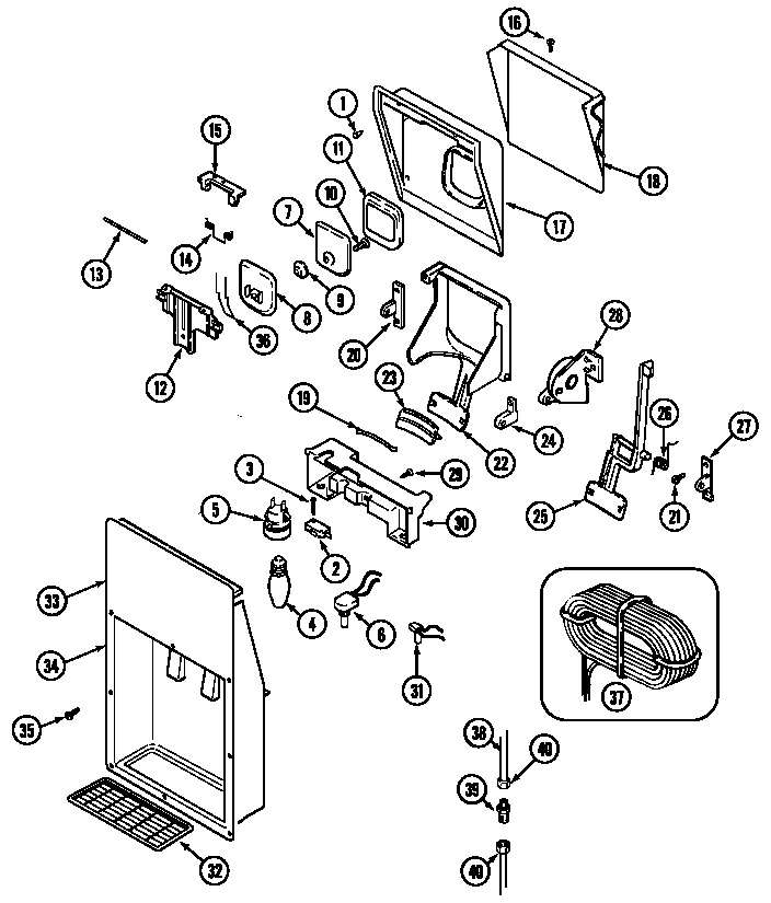 Jenn-Air JRTDE229B ice & water dispenser diagram