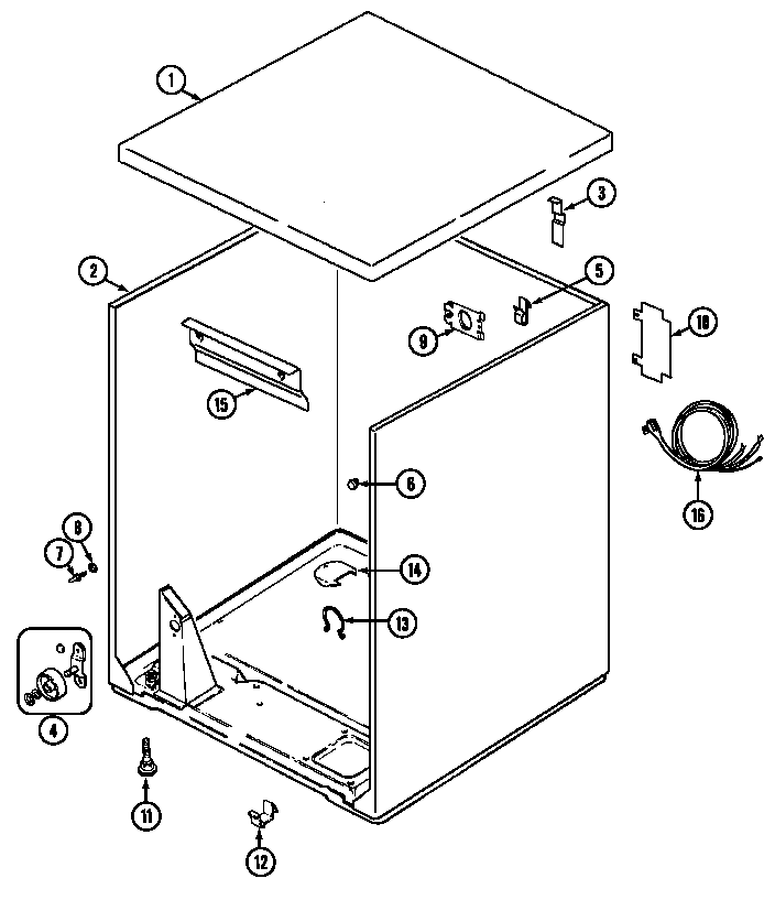 Magic Chef YE226LVC cabinet diagram