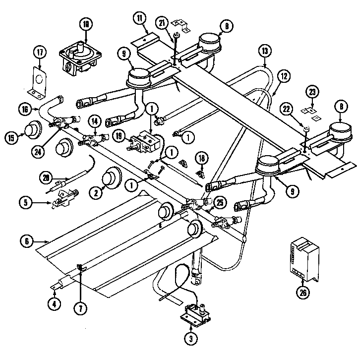 Crosley CG4151WTW gas controls diagram