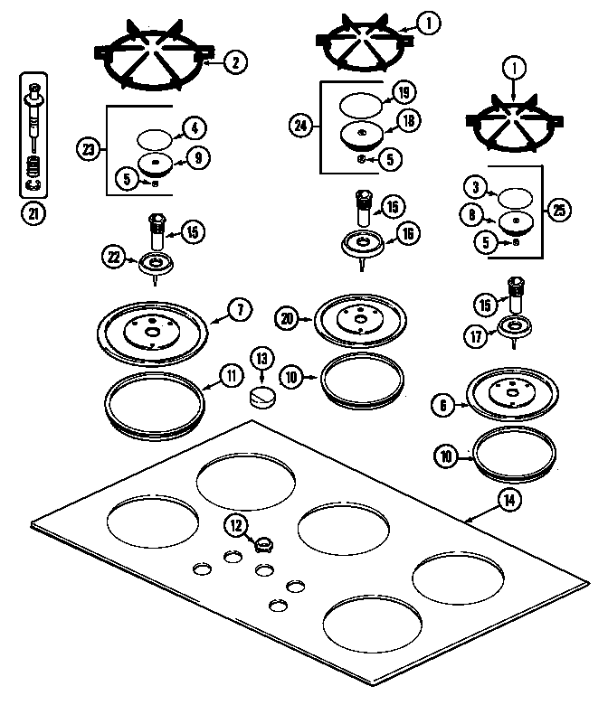 Jenn-Air CCG2520B top assembly diagram