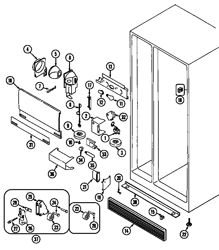 Jenn-Air JRSD279B fresh food compartment diagram