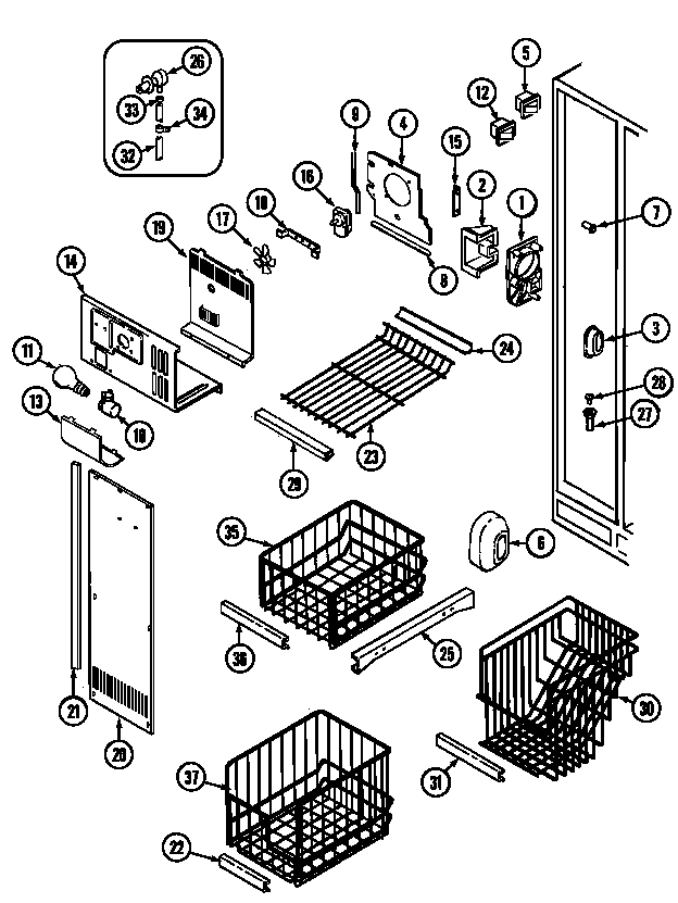 Jenn-Air JRSD279B freezer compartment diagram