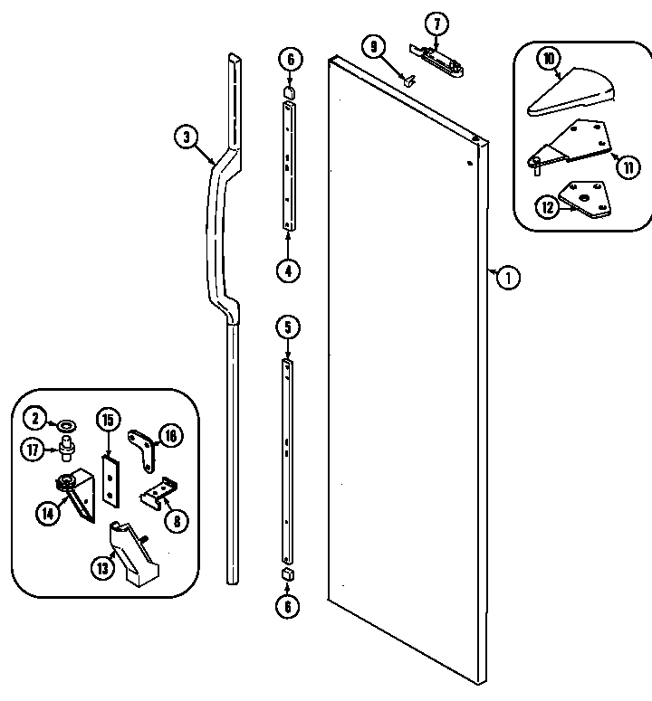 Jenn-Air JRSD279B fresh food outer door diagram