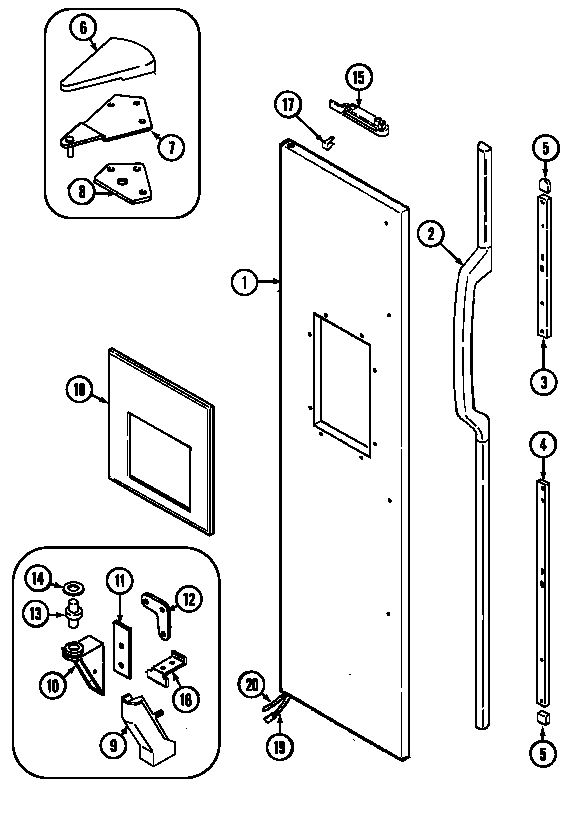 Jenn-Air JRSD279B freezer outer door diagram