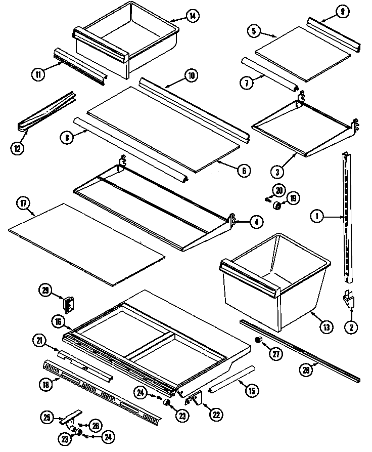 Jenn-Air JRTF1950A shelves & accessories diagram