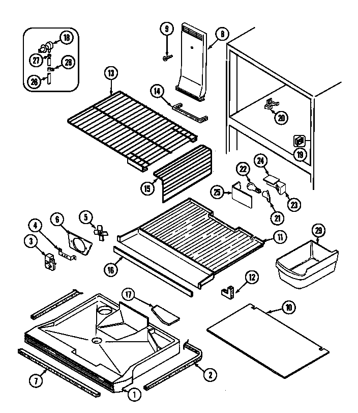 Jenn-Air JRTF1950A freezer compartment diagram