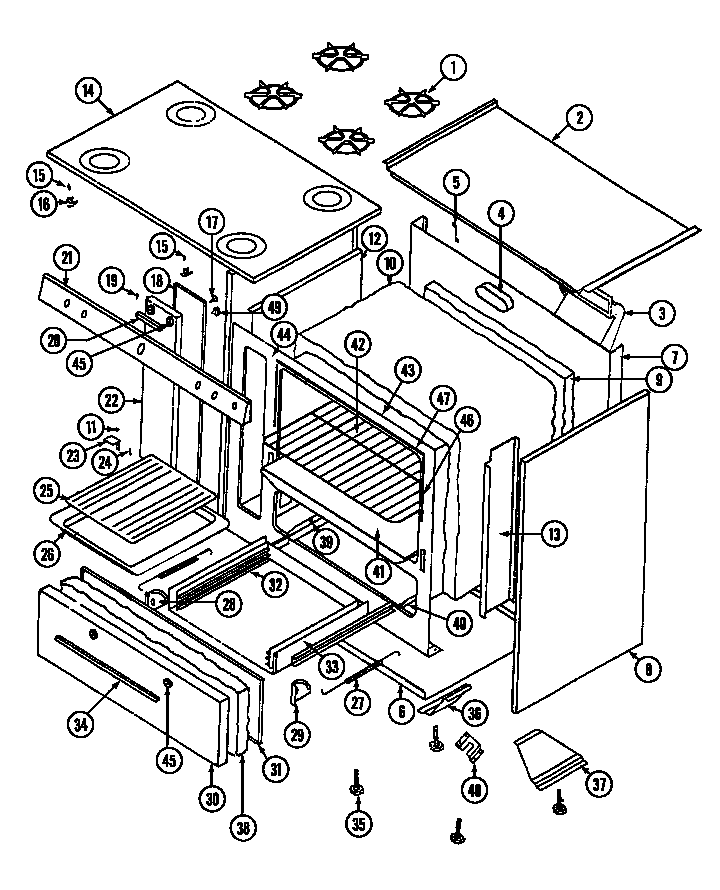 Norge N4251WTA oven/body diagram