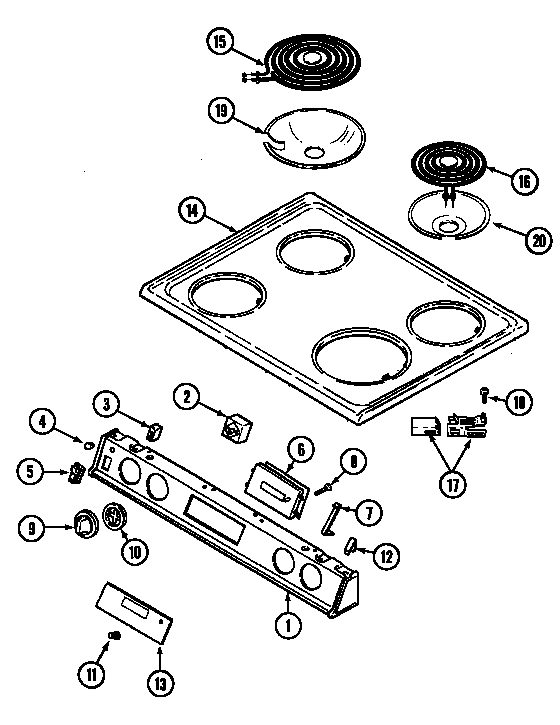 Admiral A5892XRS top assembly diagram