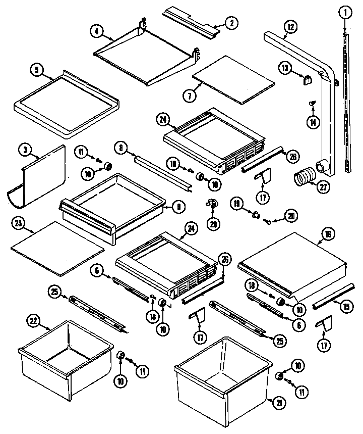Jenn-Air JRSD209A shelves & accessories diagram