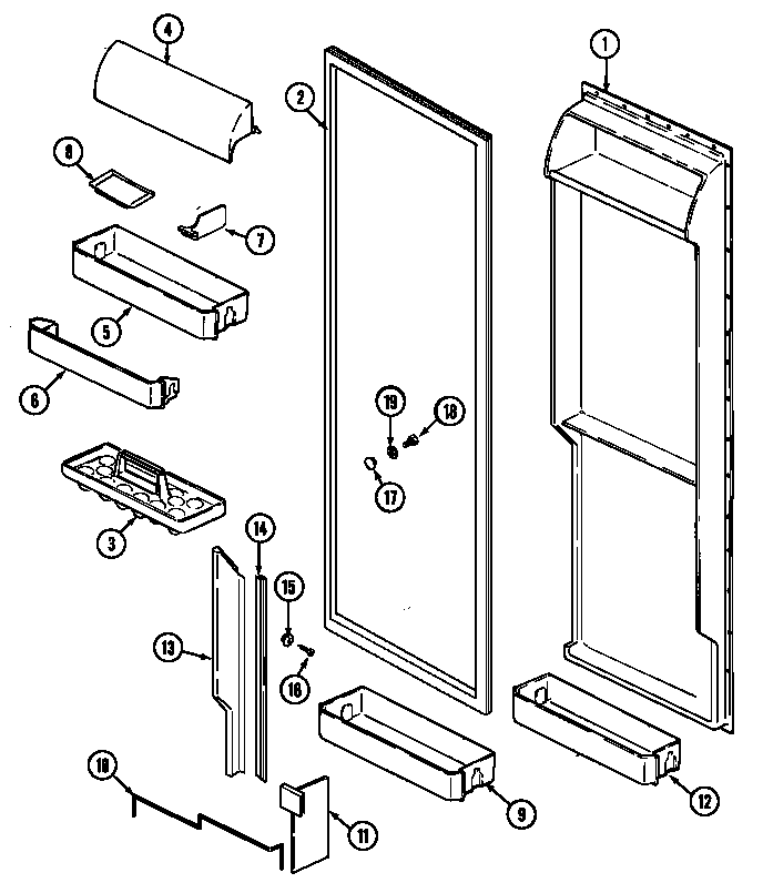 Jenn-Air JRSD209A fresh food inner door diagram