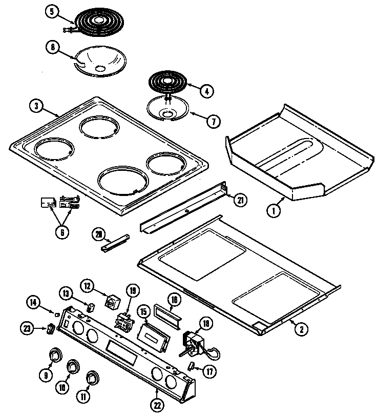 Magic Chef 6651XUS top assembly diagram