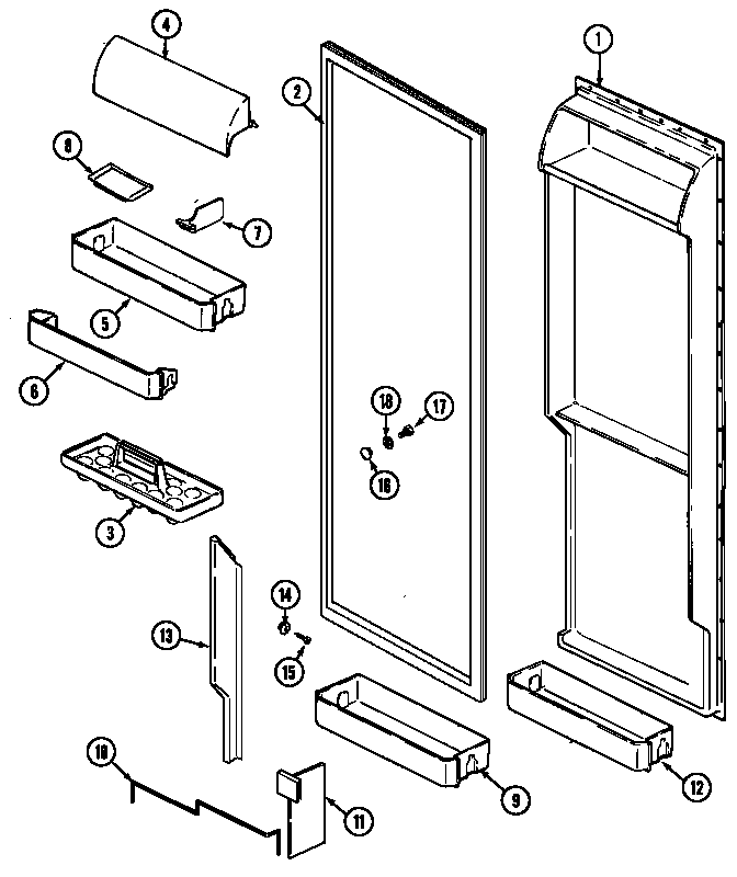 Jenn-Air JRSD209TW fresh food inner door diagram