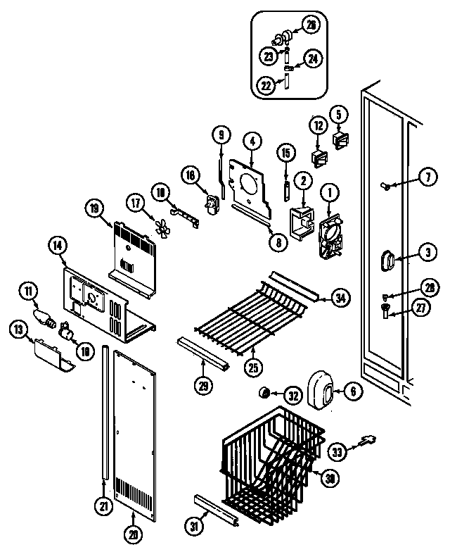 Maytag KF57U50 freezer compartment diagram