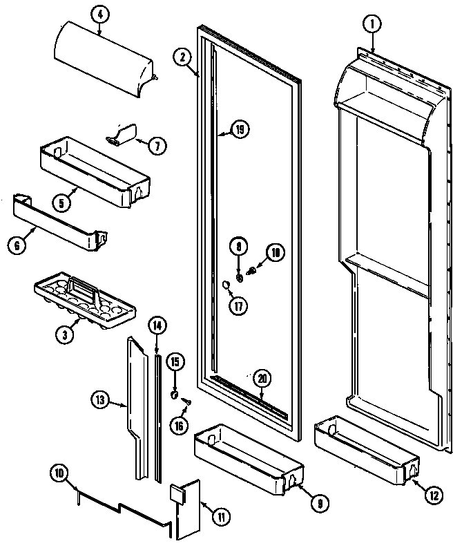 Maytag KF57U50 fresh food inner door diagram