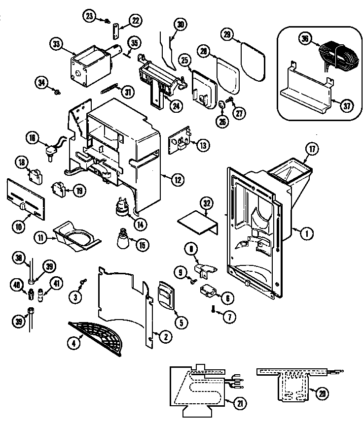 Maytag KF57U50 ice & water dispenser diagram