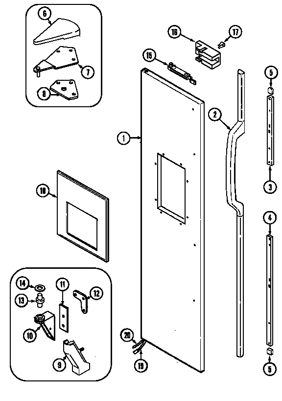 Jenn-Air JRSD2250A freezer outer door diagram