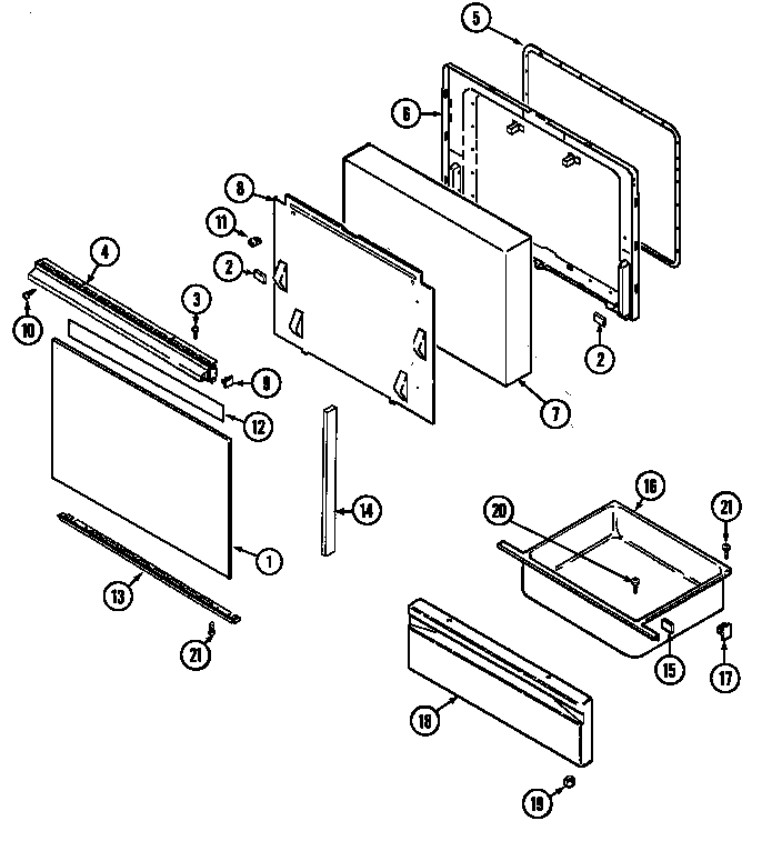 Admiral CREA400ACW door/drawer diagram