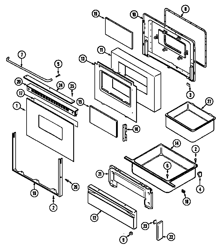 Maytag CRE9830BCE door/drawer (ser. pre. 11) diagram