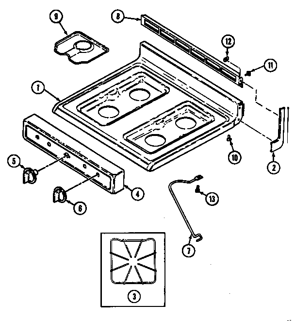 Magic Chef 3110KTA-K top assembly diagram