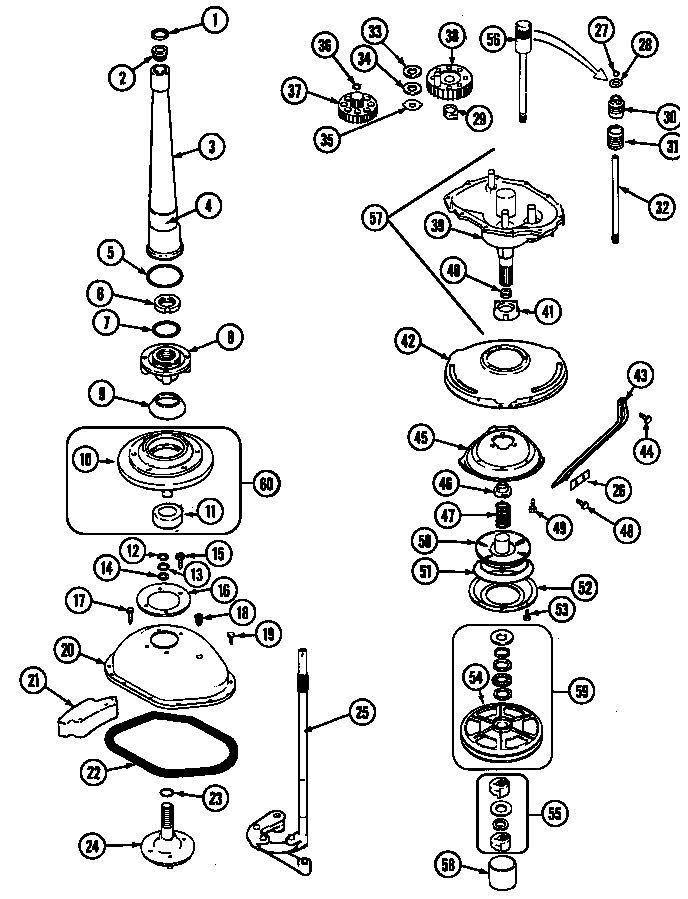 Norge LWP222V transmission (series 10-12) diagram