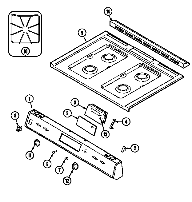 Magic Chef 6257XTA top assembly diagram