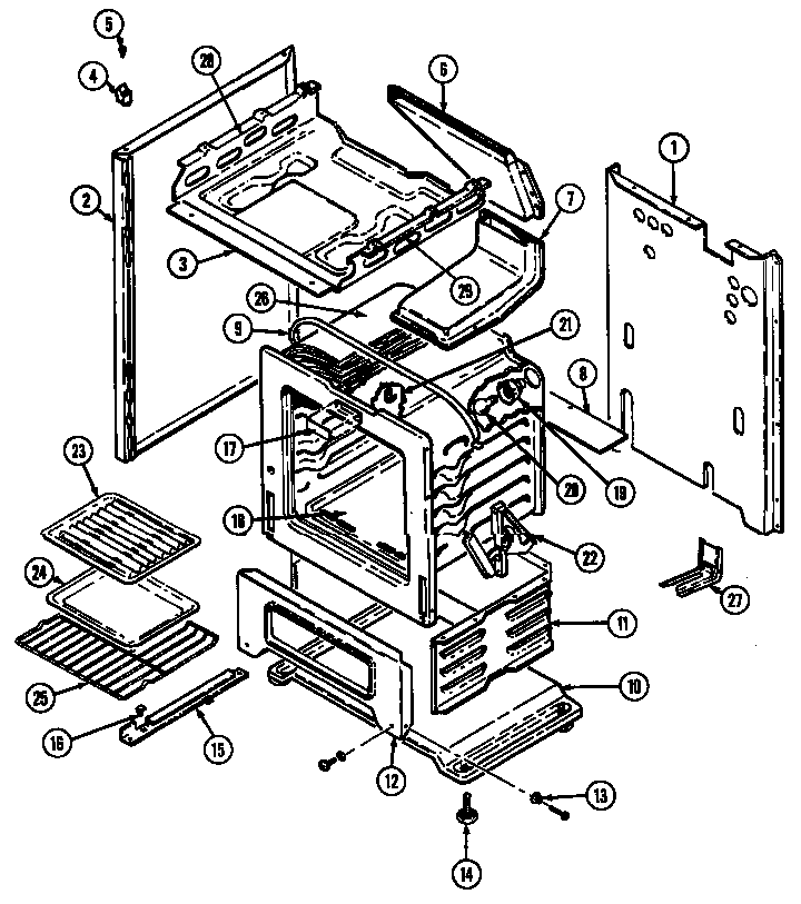 Magic Chef 6257XTA body/oven diagram